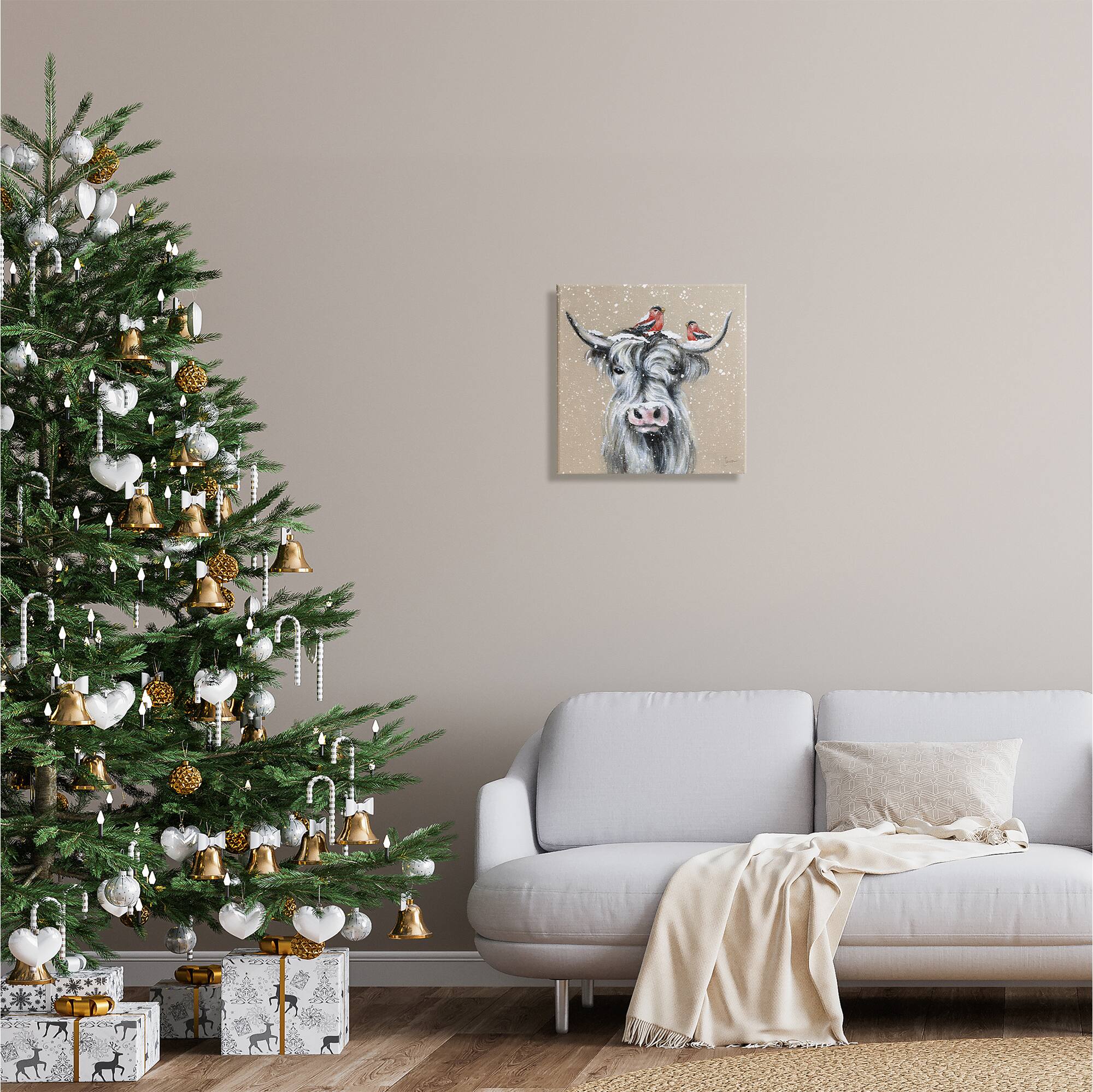 Stupell Industries Snowy Cattle & Birds Farmhouse Canvas Wall Art